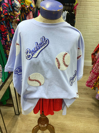 Buy light-blue Fantastic Fawn Baseball Sequins Top