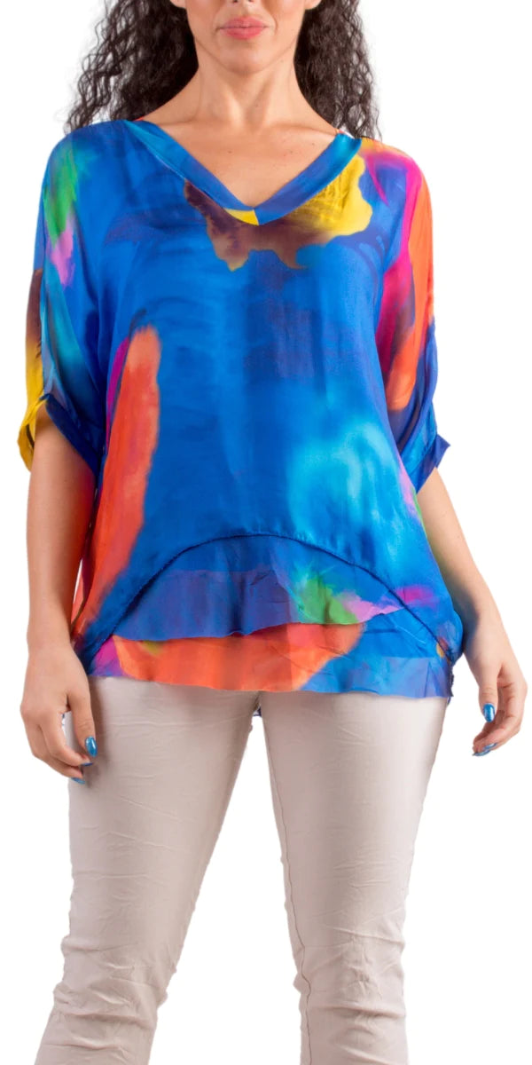 Gigi Moda Diana Brushstroke Silk Blouse