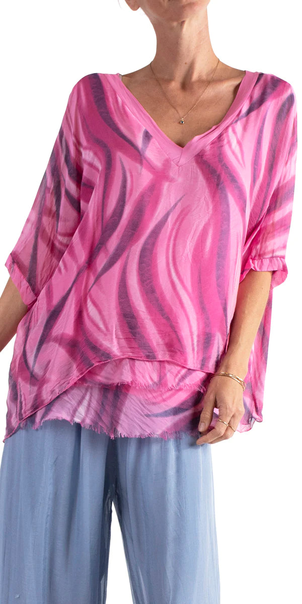 Gigi Moda Diana Wave Print Blouse