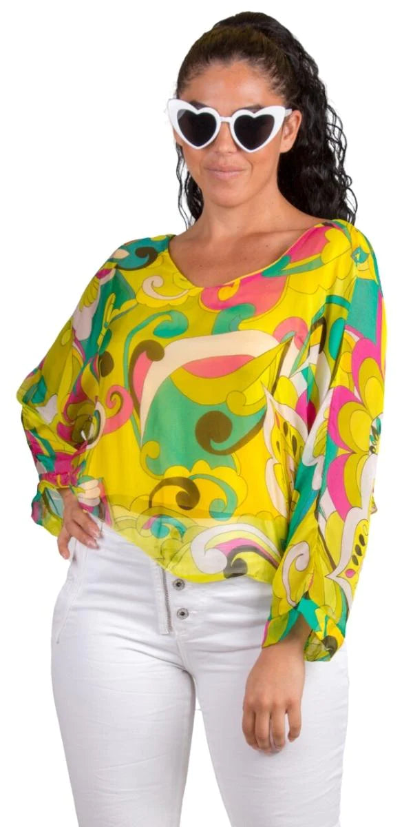 Gigi Moda Groovy Print Isabetta Silk Blouse