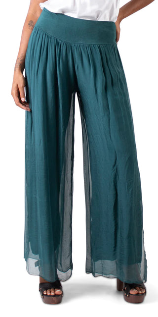 Buy forest-green Gigi Moda Jasmin Slit Silk Pant
