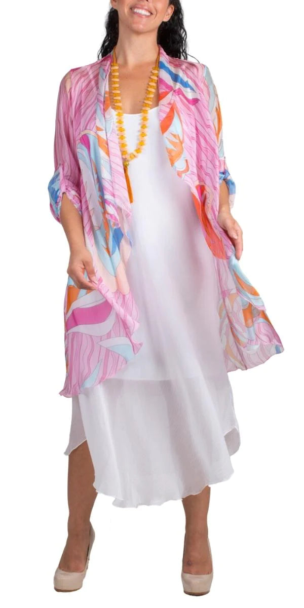 Gigi Silk Cardigan Long