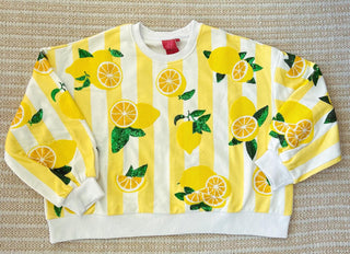 Queen of Sparkles Yellow & White Lemon Sweatshirt