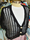 Gigi Moda Button Front Knit Crochet Cardigan