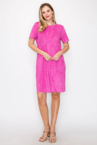Buy fuschia JOH Audrey Suede Dress
