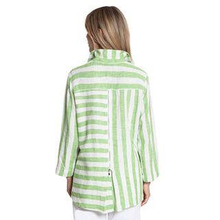 Ali Miles Yarn dye striped blouse w/back zipper