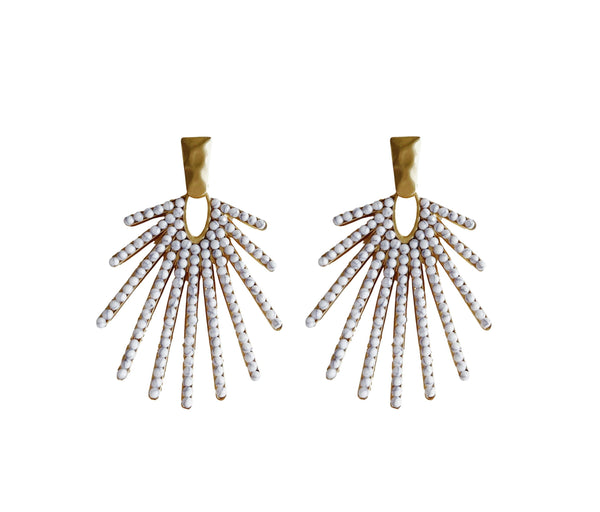 Marble Sunburst Statement Drop Earrings