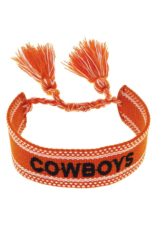 Oklahoma State Cowboys Woven Tassel Bracelet in Orange