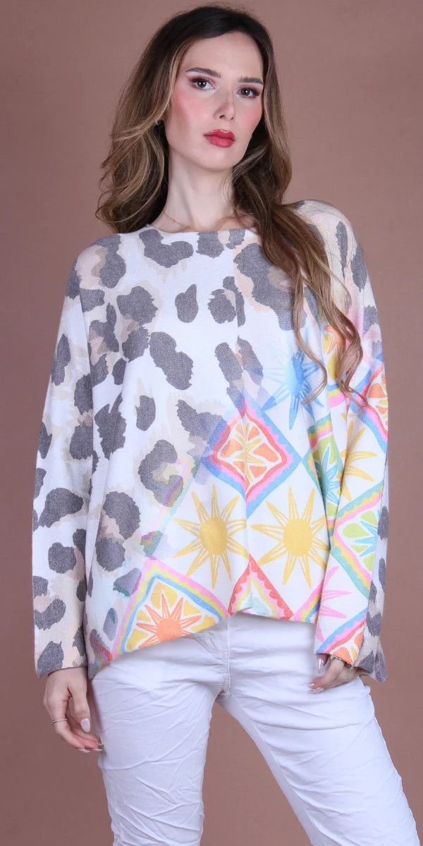 Gigi Moda Celeste Cheetah Diamond Star Sweater