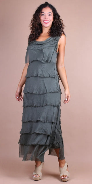 Buy military-green Gigi Moda Siena Maxi Silk Dress