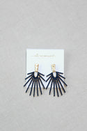 Navy Sunburst Statement Drop Earrings