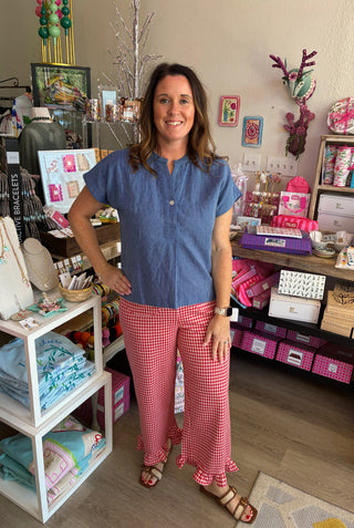 Eesome Gingham Ruffle Pants