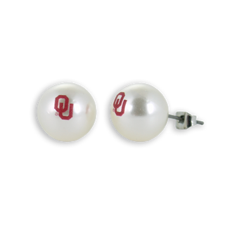Oklahoma Logo Pearl Stud Earrings