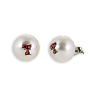 Texas Tech Logo Pearl Stud Earrings