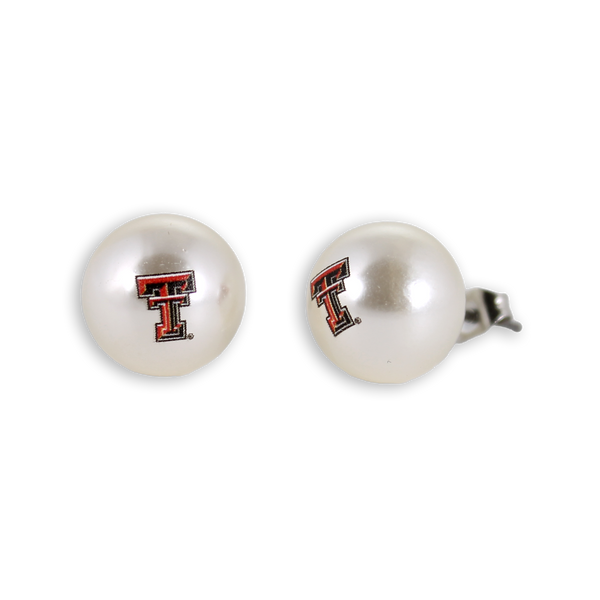 Texas Tech Logo Pearl Stud Earrings