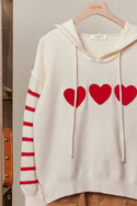 Heart Striped Sweater with Hoodie