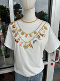 Queen of Sparkles Charm Necklace Tee