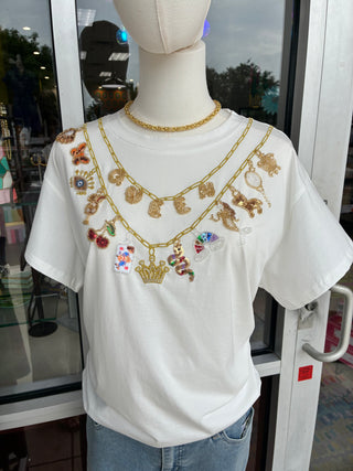 Queen of Sparkles Charm Necklace Tee