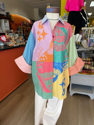 Queen of Sparkles Gingham Card Tunic