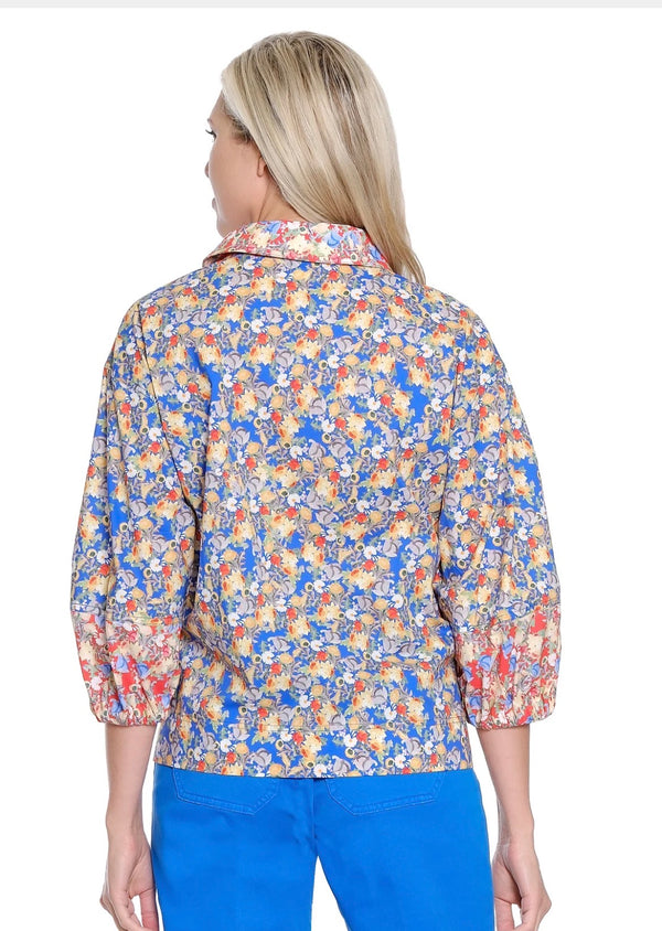 Tru Luxe Zip Front Blossom Top