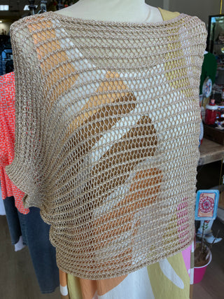 Gigi Moda Lurex Gold Crochet Top