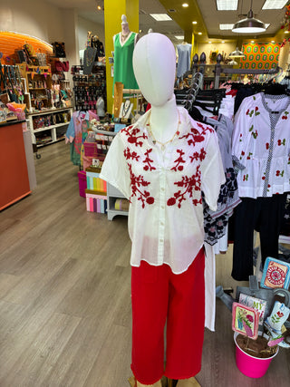 John Mark Red Wide Leg Pant