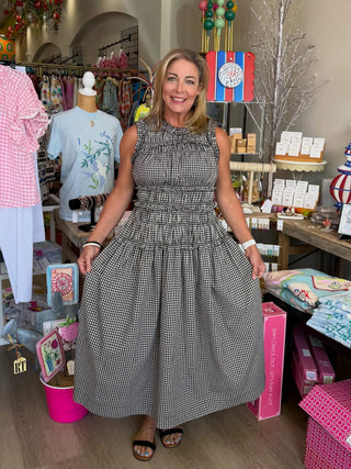 Smocked Gingham Maxi Dress