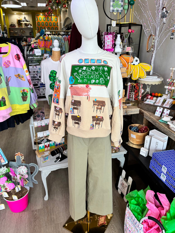 Queen of Sparkles classroom scene sweatshirt