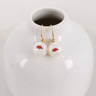Arkansas Pearl Logo Hoop Earrings