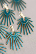 Dark Turquoise Sunburst Statement Drop Earrings
