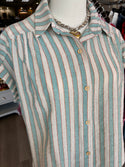 Coleen Striped Mint Top