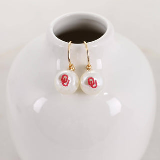 Oklahoma Pearl Logo Hoop Earrings