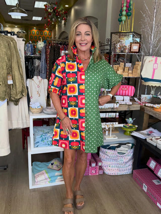 Adrienne Charlotte Green Gingham Dress