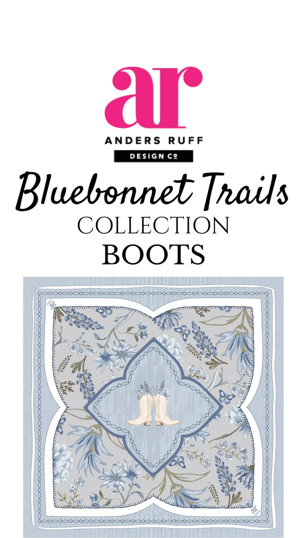 Bluebonnet Trails Mahjong Mat | Texas Floral Blue Boots
