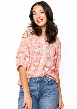 Queen of Sparkles Plaid Heart Cookie Top