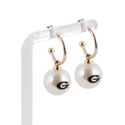 Georgia Logo Pearl Hoop Earrings