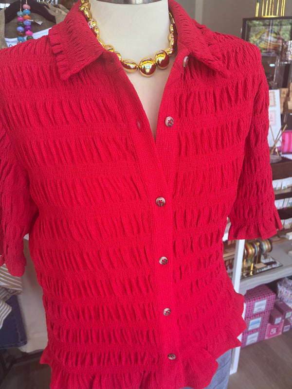 Tru Luxe Top Fan Smocked Top