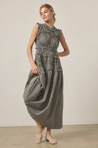 Smocked Gingham Maxi Dress