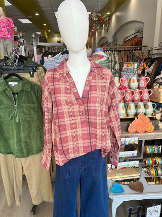 Ivy Jane Popover Plaid Top
