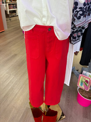 John Mark Red Wide Leg Pant