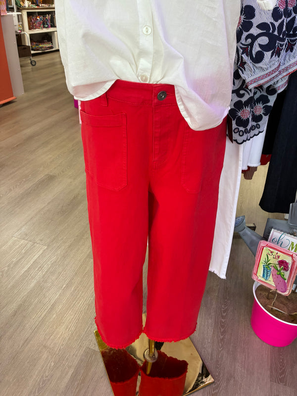 John Mark Red Wide Leg Pant