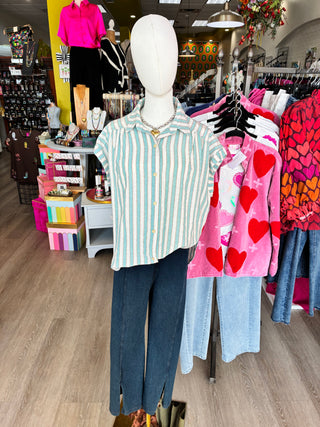 Coleen Striped Mint Top