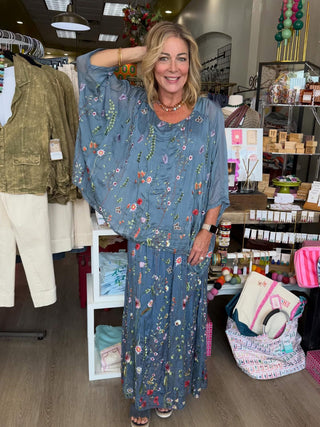 Gigi Moda Embroidered Blue