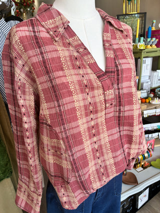 Ivy Jane Popover Plaid Top