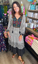 John Mark Black White Aztec Summer Dress