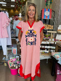Embroidered Stripe Dress
