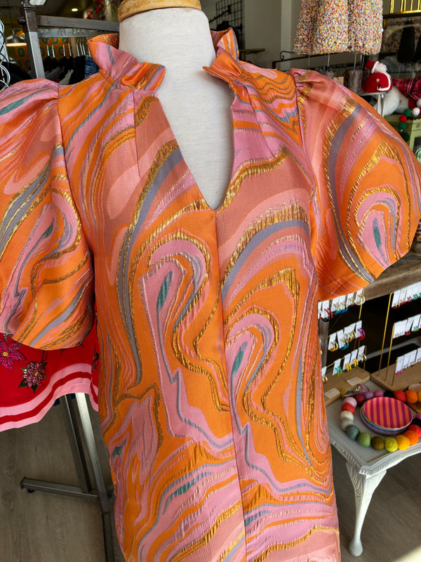 THML cosmic puff sleeve dress