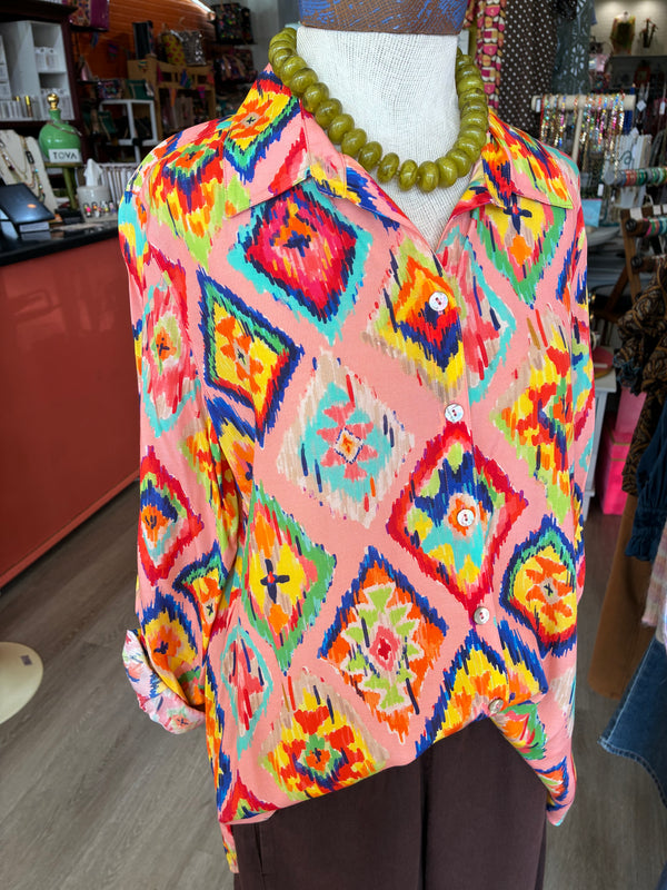 John Mark Diamond Button Up Blouse