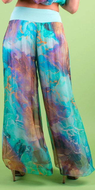 Buy turquoise Gigi Moda Jasmin Tempesta Slit Silk Pant