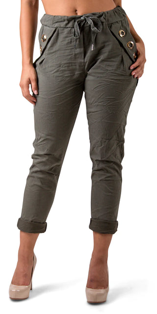 Buy olive Gigi Moda Grommet Pocket Tie Waist Pants